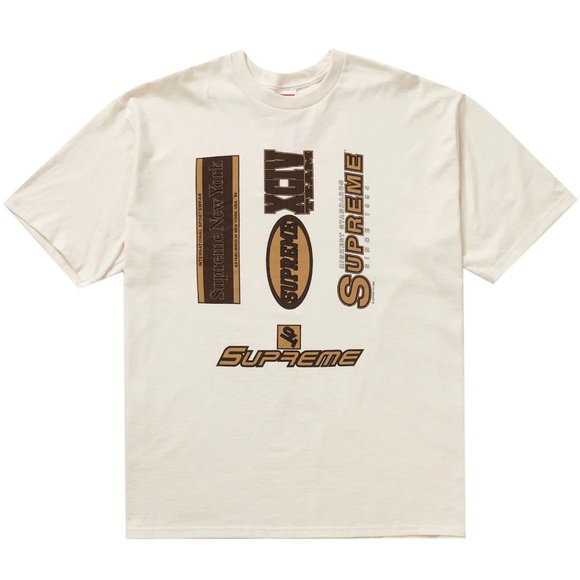 Supreme Other - Supreme Multi Logos Tee Natural Cream Brown FW21 Men’s Size XL